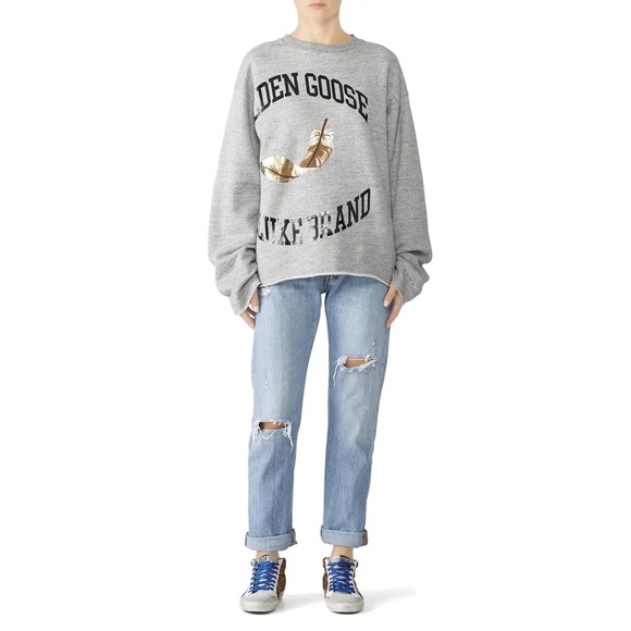 Golden Goose Tops - Golden Goose Deluxe Brand, Cereda Sweatshirt, Size Small Oversized Marled Gray